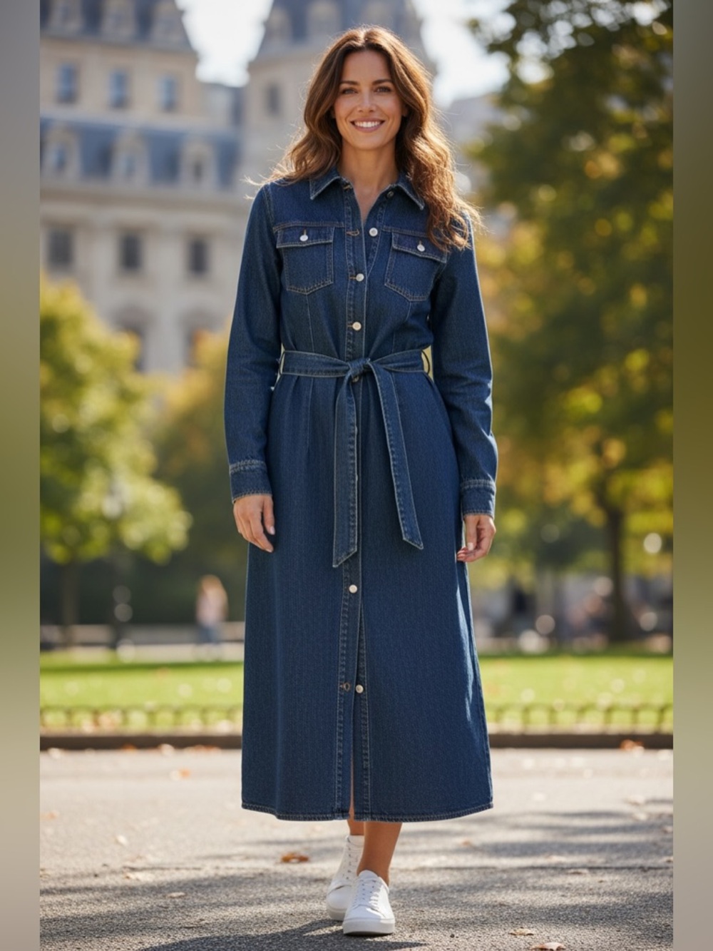Zara Classic Denim Shirt Dress in Dark Blue - Women's Long Sleeve